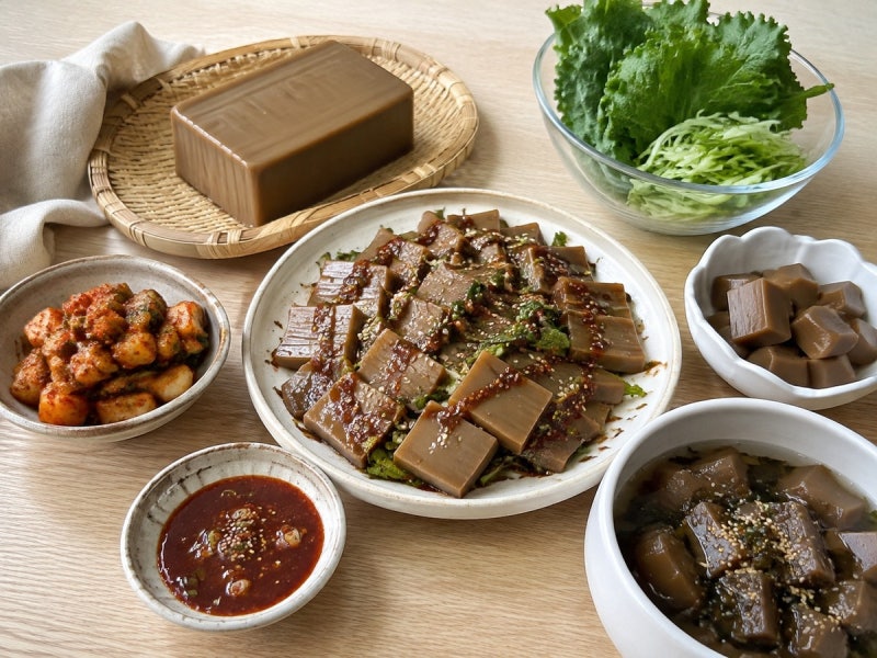 도토리묵 한 끼에 활용하는 법, 조리법·곁들이는 음식과 양
