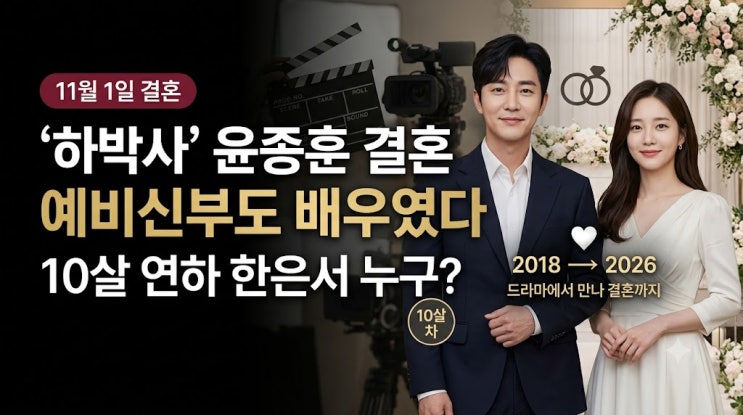 '펜트하우스 하박사' 윤종훈 결혼한다…10살 연하 예비신부 한은서 ....