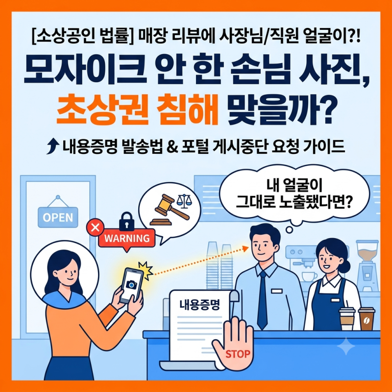 매장 직원 얼굴 모자이크 미처리 초상권 침해, 내용증명 양식 및 신고 방법