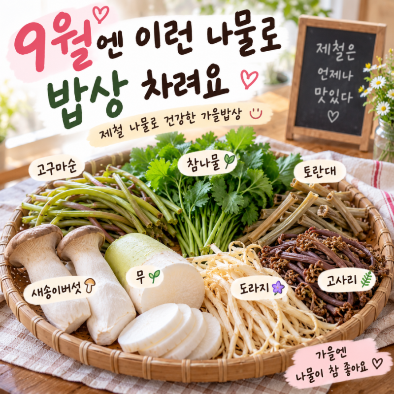9월 제철 나물 뭐가 있을까? 요맘때 저는 이런 나물로 밥상 차려요