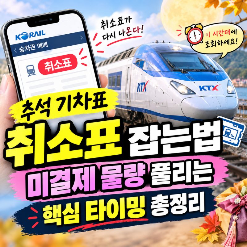 추석 기차표 취소표 잡는법, 미결제 물량 풀리는 핵심 타이밍 총정리
