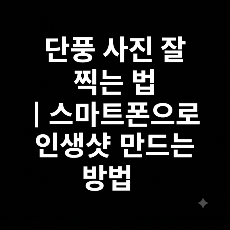 스마트폰 단풍 사진 잘 찍는 법｜올가을 인생샷 건지는 10가지 꿀팁