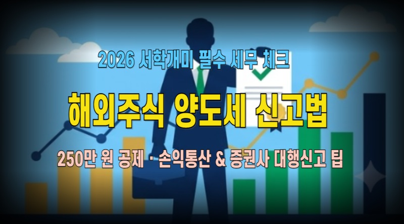2026 해외주식 세금 신고 완벽 가이드: 양도소득세 250만 원 공제·5월 확정신고 절차부터 손익....