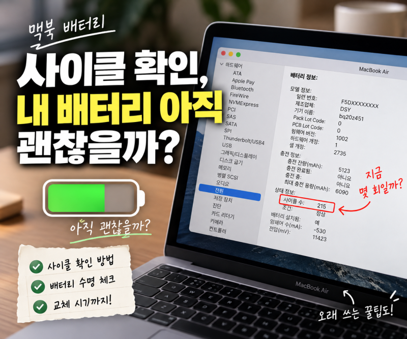 맥북 배터리 사이클 확인, 내 배터리 아직 괜찮을까?
