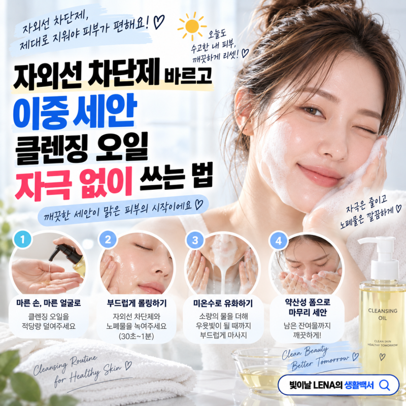 선크림 바른 날 이중 세안 가이드: 클렌징 오일 부작용 줄이는 세안 순서