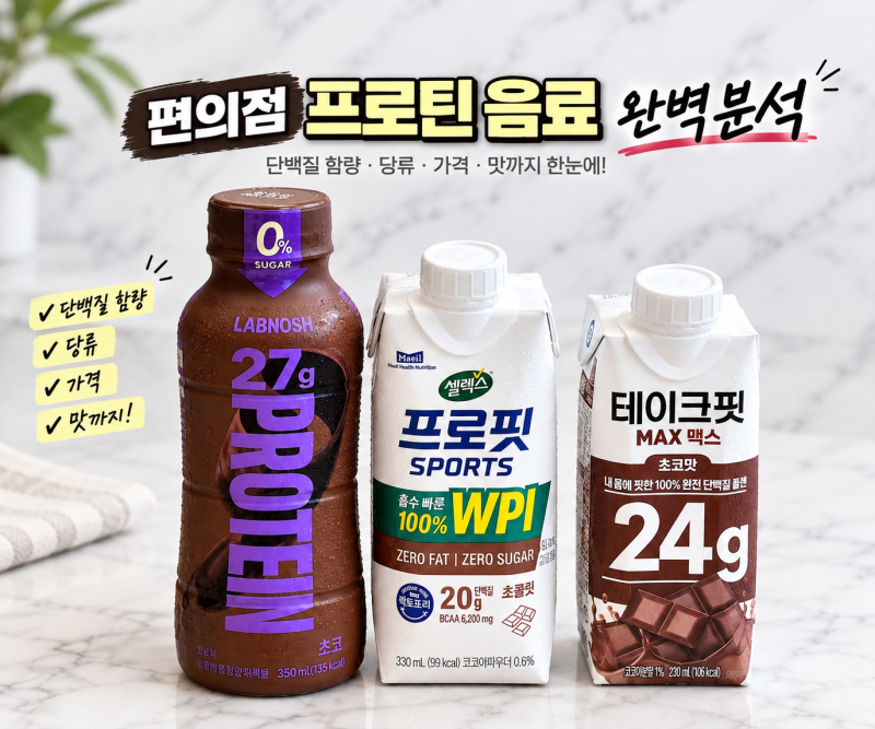 편의점 단백질 쉐이크 프로틴 음료 내돈내산 비교 팩트체크(성분표, 맛, 가성비 총정리)
