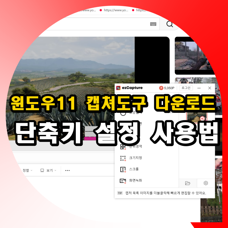 윈도우11 캡쳐도구 다운로드 및 단축키 설정 사용하는법