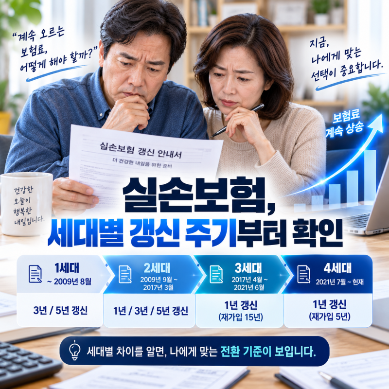 실손보험 갱신 주기별 인상률 분석｜나에게 맞는 세대별 전환 기준 총정리(+필수 체크포인트....