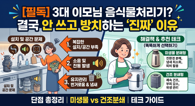 필독!! 3대 이모님 음식물처리기?결국 안 쓰고 방치하는 '진짜' 이유 (단점 총정리 & 추천 테크....