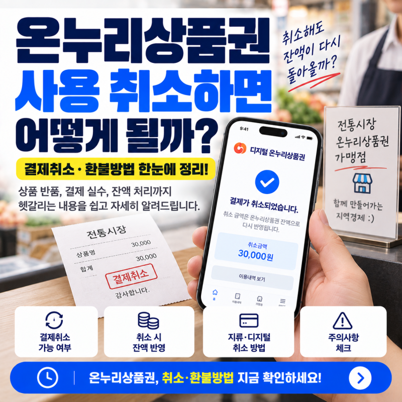 온누리상품권 사용 취소하면 어떻게 될까?｜결제취소·환불방법