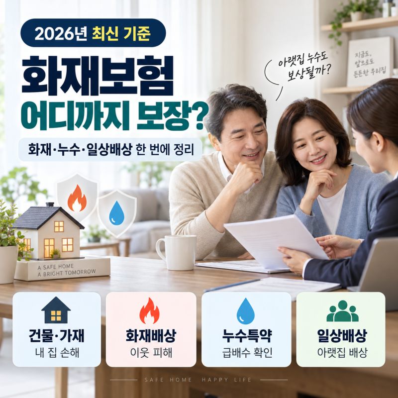 화재보험 어디까지 보장될까 2026 | 누수·아랫집 피해·일상생활배상책임 총정리