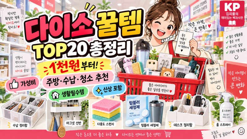 2026 다이소 꿀템 TOP20｜1천원부터 주방·수납·청소·생활용품 추천