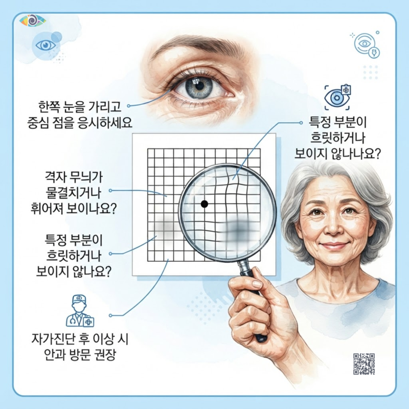 노인성 황반변성 초기증상 의심될 때 집에서 간단하게 확인하는 자가진단법