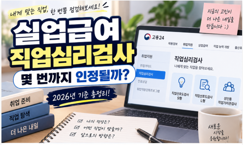 실업급여 직업심리검사도 인정될까? 몇 번까지 가능한지 2026년 기준 정리