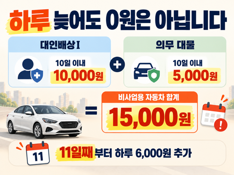 자동차보험 만기 하루 지났다면｜운전 안 해도 과태료 1만5천원일까