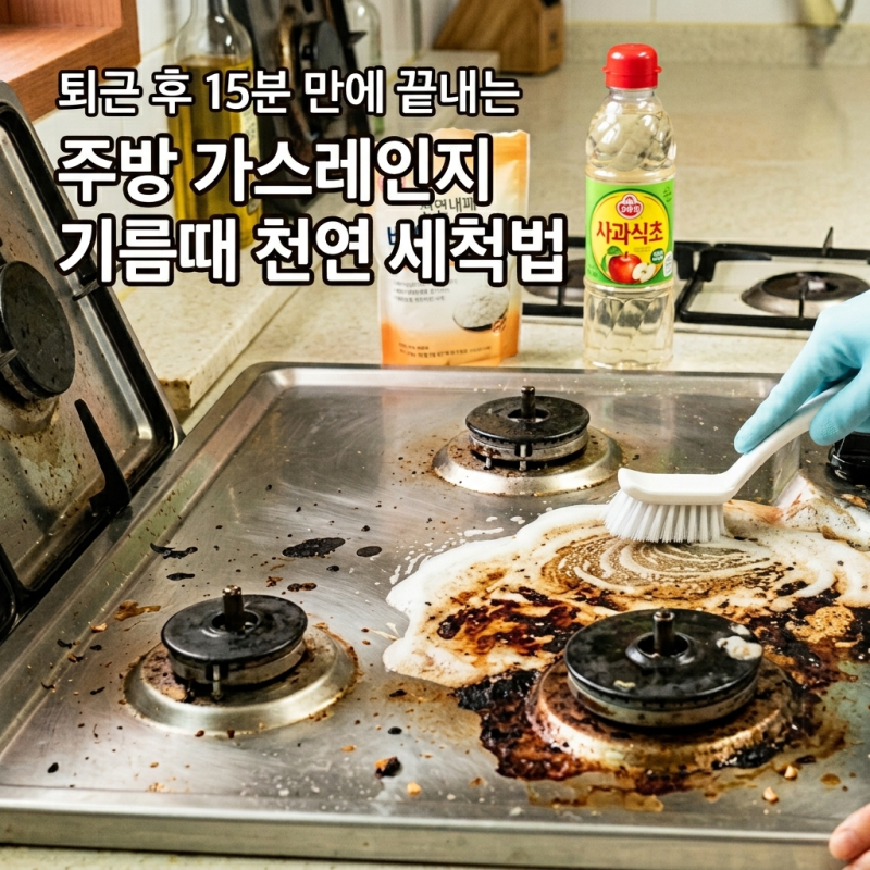 퇴근 후 15분 만에 끝내는 주방 가스레인지 기름때 천연 세척법