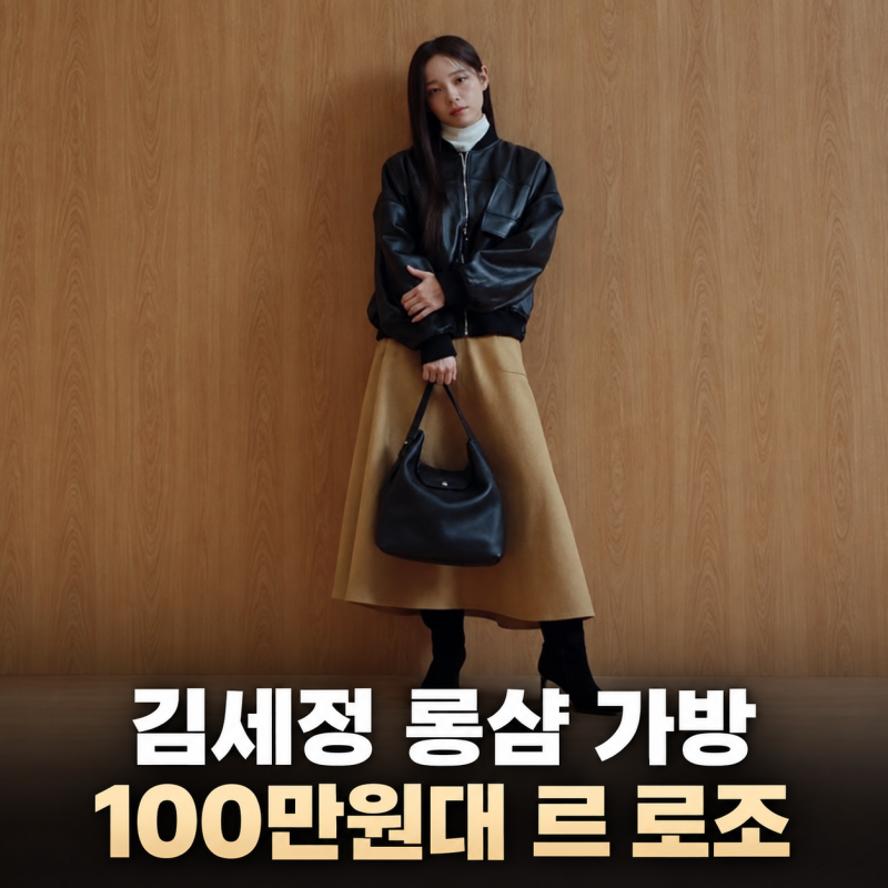 김세정 롱샴 가방 올블랙 코디, 100만원대 르 로조가 돋보인 이유