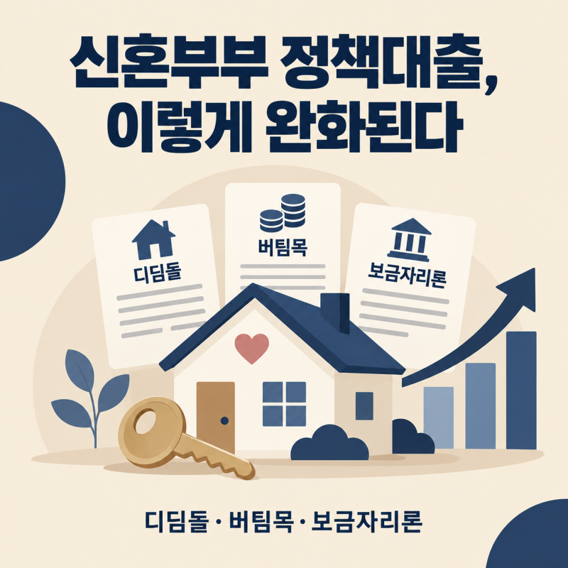신혼부부 정책대출 완화, 소득 기준 얼마나 낮아졌나요?