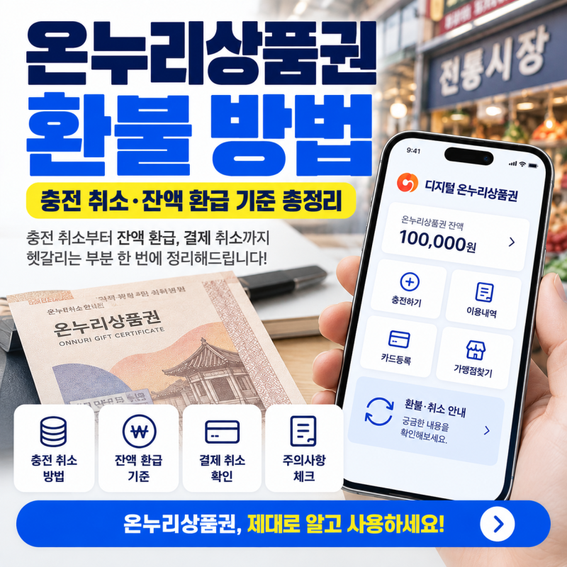 온누리상품권 환불 방법｜충전 취소·잔액 환급 기준 총정리