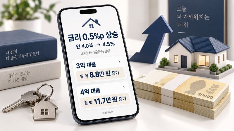 금리 0.5% 오르면 내 대출은 얼마 더 낼까? 3억·4억 직접 계산