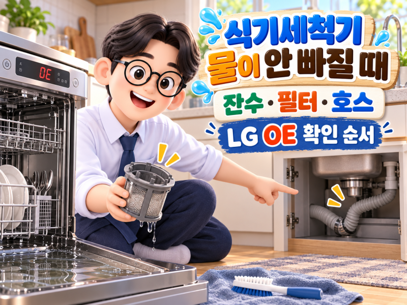 식기세척기 물이 안 빠질 때｜배수필터·호스·잔수·LG OE 확인 순서