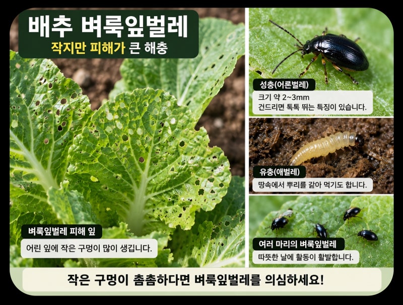 배추 잎에 구멍이 뻥뻥 배추 벼룩 잎벌레 생기는원인· 예방· 퇴치방법은?