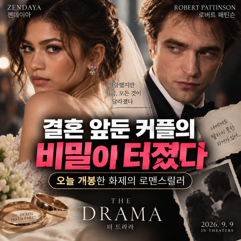 영화 젠데이아·로버트 패틴슨 ‘더 드라마’ 오늘 국내 개봉 “결혼 앞둔 커플의 비밀이 터....