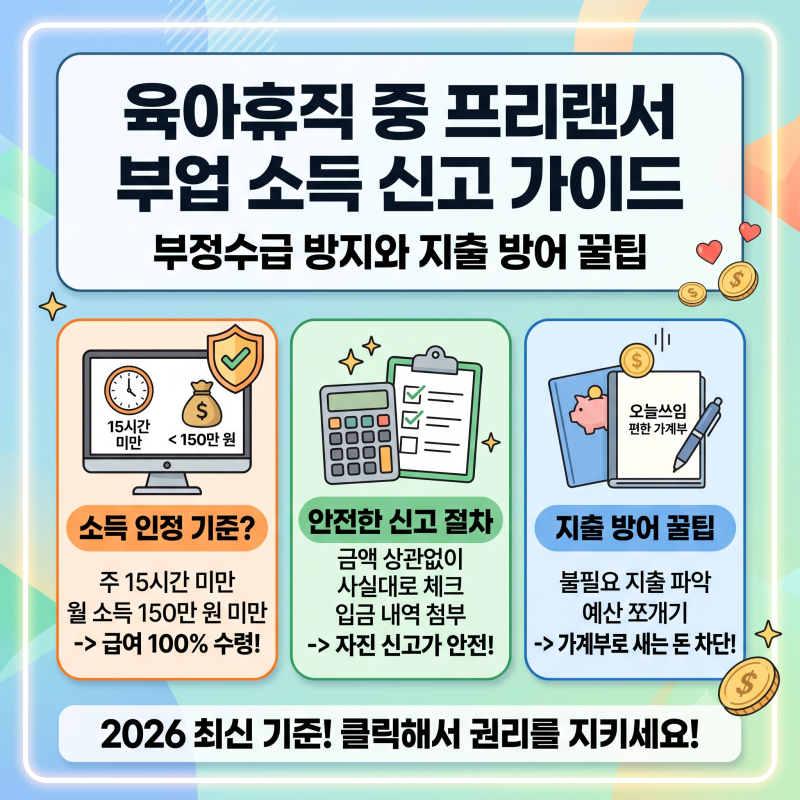 육아휴직 중 프리랜서 부업 소득 신고 가이드 (부정수급 방지와 지출 방어 꿀팁)