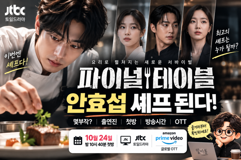 파이널 테이블 몇부작? 안효섭 셰프 된다…출연진·OTT·첫방 정리