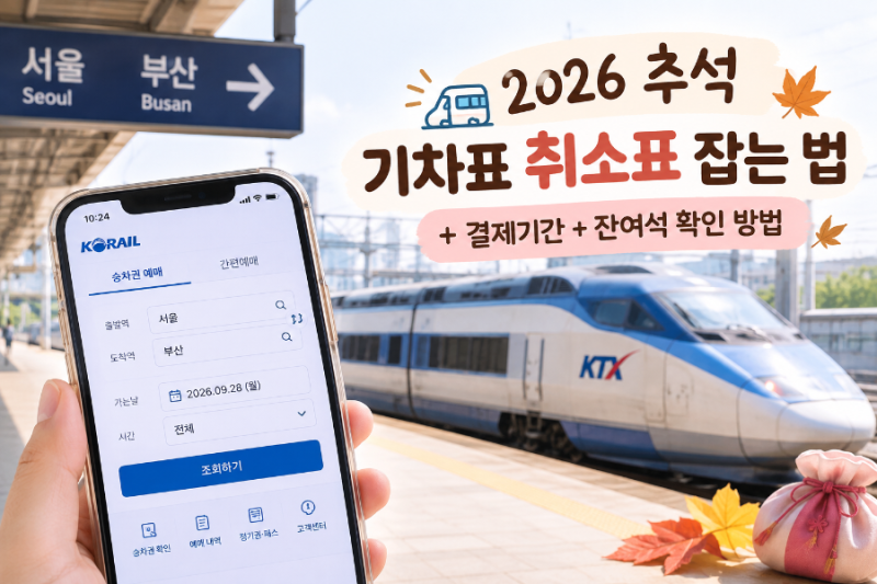 2026 추석 기차표 취소표 잡는법 매진이어도 다시 확인해야 하는 이유 + 잔여석 확인