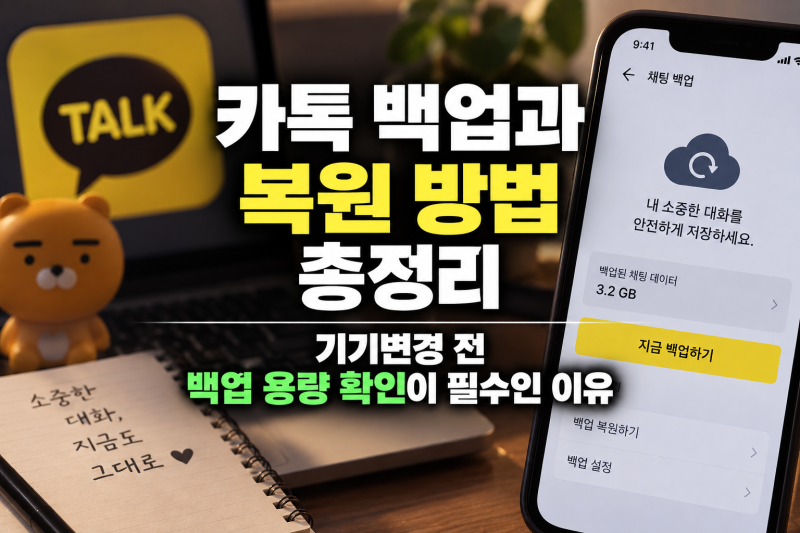 카톡 백업과 복원 방법 총정리: 기기변경 전 백업 용량 확인이 필수인 이유