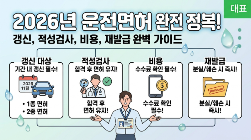 2026년 운전면허 갱신, 적성검사, 비용, 재발급 완벽 가이드