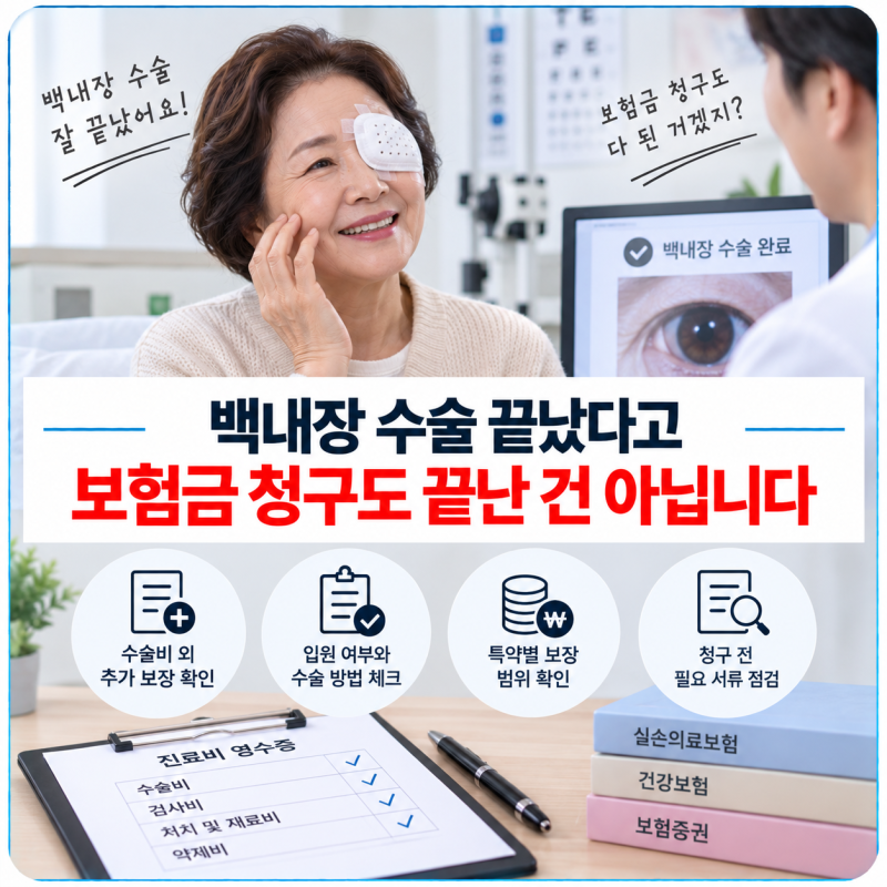 백내장 수술 끝났다고 보험금 청구도 끝난 건 아닙니다