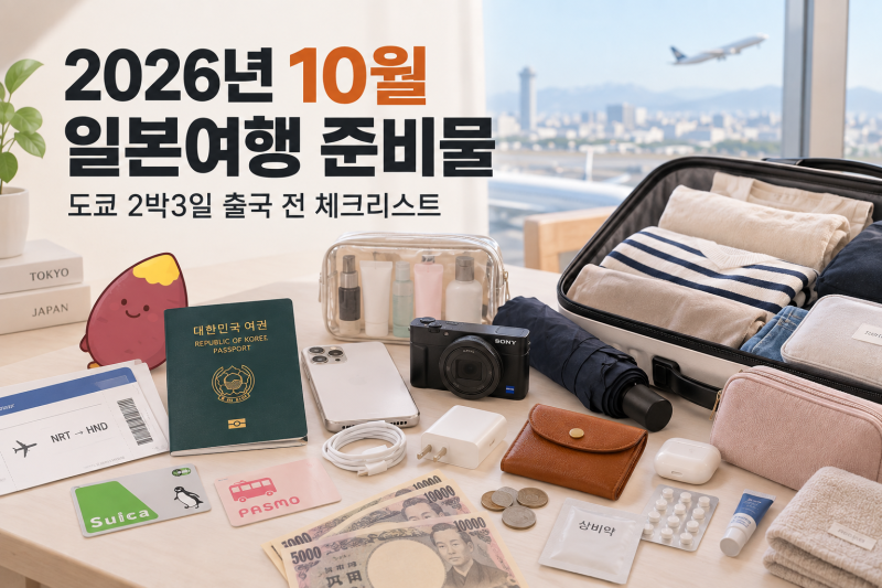 2026년 10월 일본여행 준비물｜도쿄 2박3일 출국 전 체크리스트