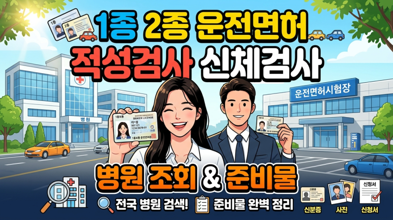1종 2종 운전면허 적성검사 신체검사 병원 조회 및 준비물