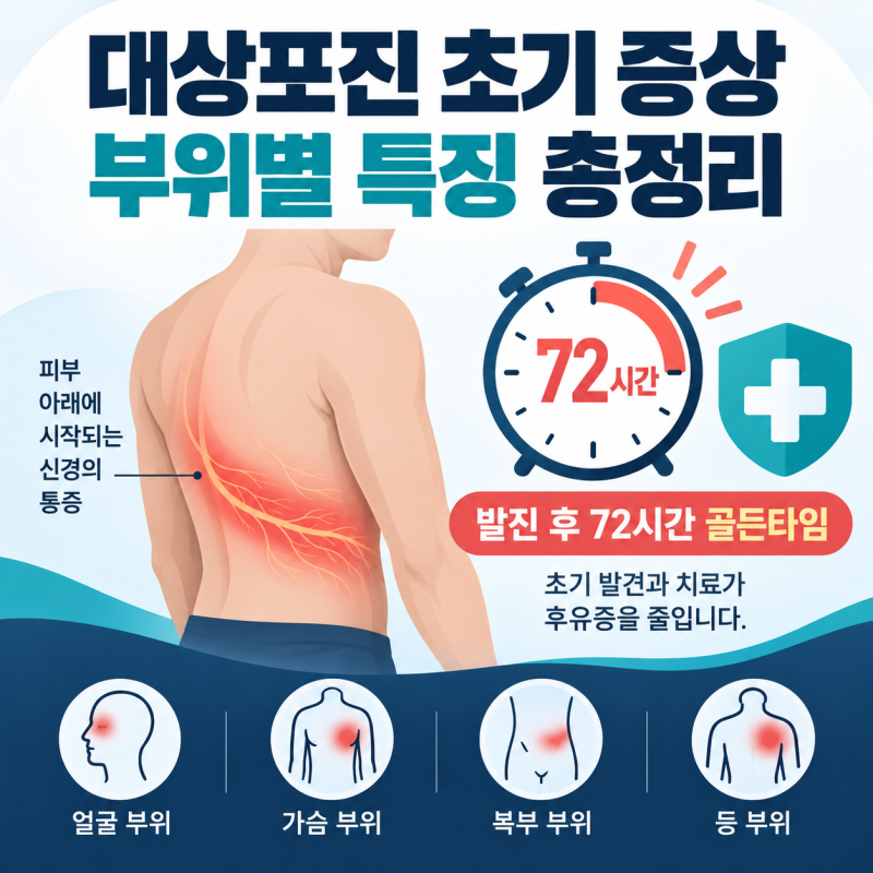 대상포진 초기 증상 부위별 정리: 배·팔·허벅지·얼굴·등 통증 구별법