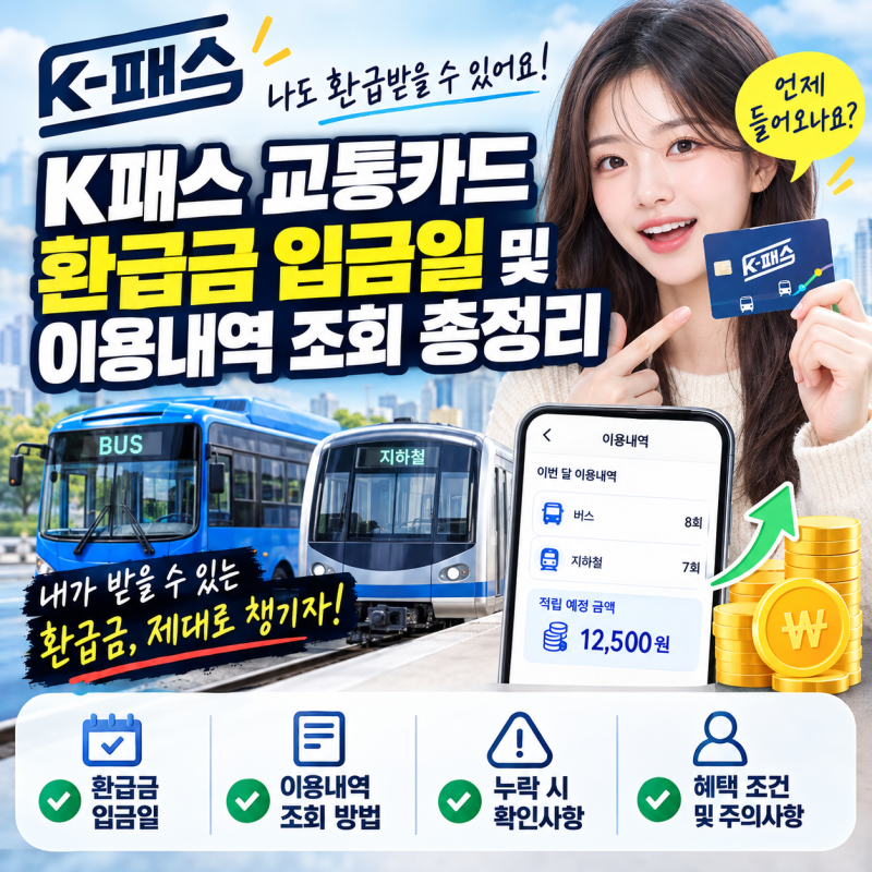 K패스 교통카드 환급금 입금일 및 이용내역 조회 총정리