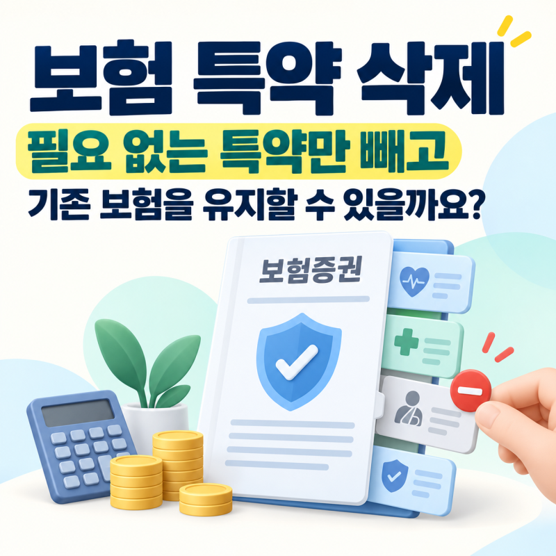 보험 특약 삭제, 필요 없는 특약만 빼고 기존 보험을 유지할 수 있을까요?