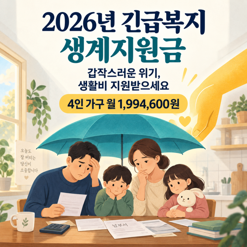 긴급복지 생계지원금 2026년 기준과 지원 금액 48시간 안에 받는 법