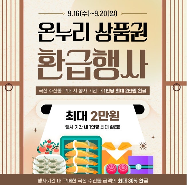 추석 온누리상품권 환급 최대 4만원｜전통시장 농축산물·수산물