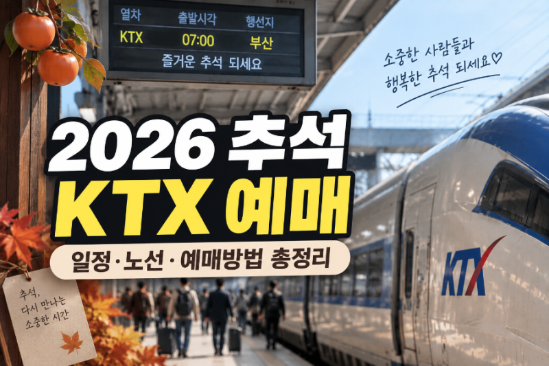 2026 KTX 추석 예매 언제? 9월 7일부터 시작! 노선별 날짜·시간 총정리