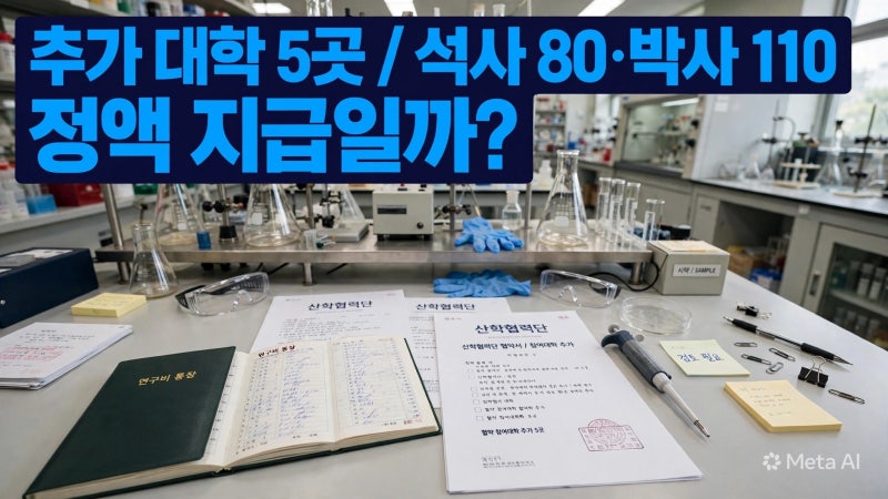 2026 하반기 이공계 연구생활장려금 추가 대학｜석사 80만·박사 110만 원을 모두 받을까?