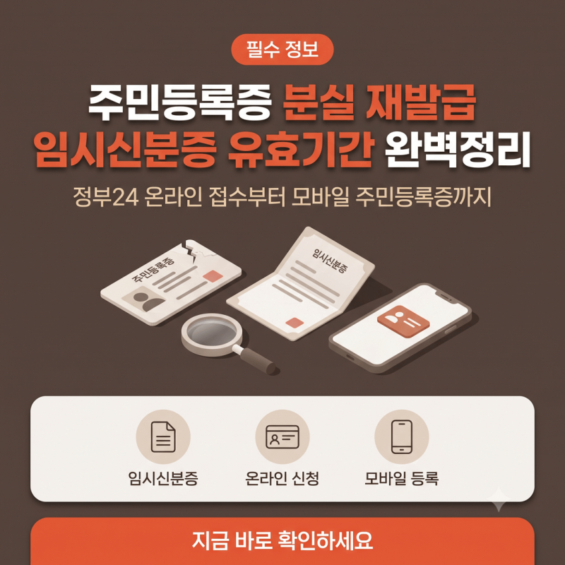 주민등록증 분실 재발급 절차, 정부24 온라인 접수부터 모바일 주민등록증 발급까지