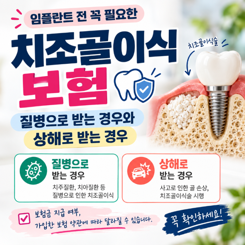 치조골이식 보험, 질병으로 받는 경우와 상해로 받는 경우
