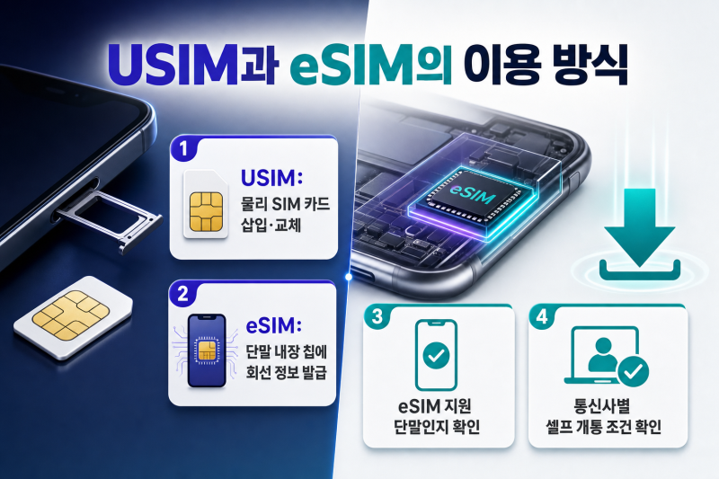자급제폰 eSIM 셀프개통 전 체크리스트: 지원 단말·개통 시간·교통카드까지