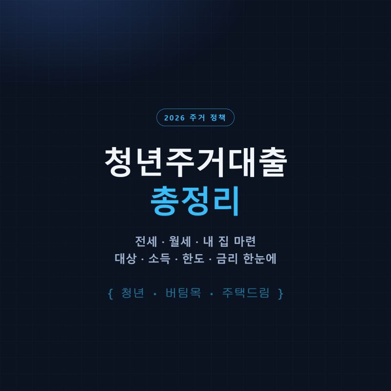 2026 청년주거대출 총정리, 전세·월세·내집마련 조건 한눈에