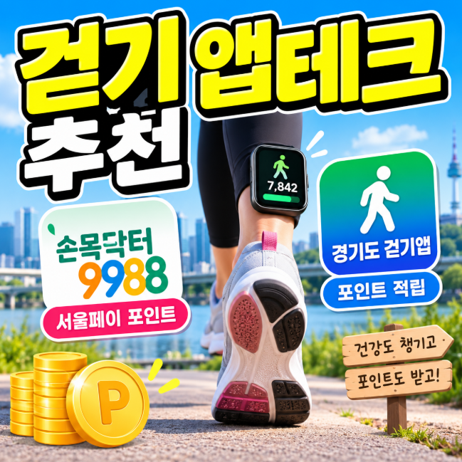 걷기 앱테크 추천, 손목닥터9988 서울페이 포인트와 경기도 걷기앱 비교