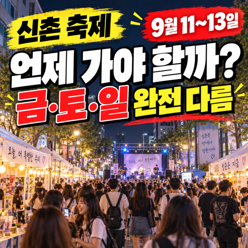 신촌 축제 어느 날 가야 할까? 금·토·일 비교해보니 ‘목적’ 따라 완전히 다릅니다