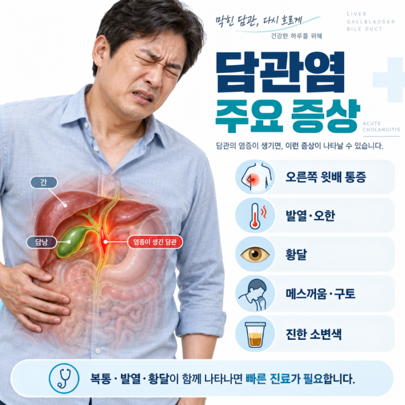 담관염 증상, 원인, 치료, 급성 담관염, 담석, 황달, ERCP 등 총정리