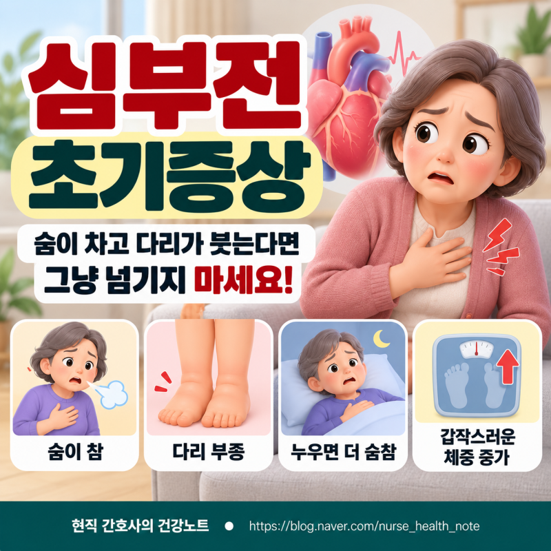 심부전 초기증상 5가지, 숨이 차고 다리가 붓는다면?